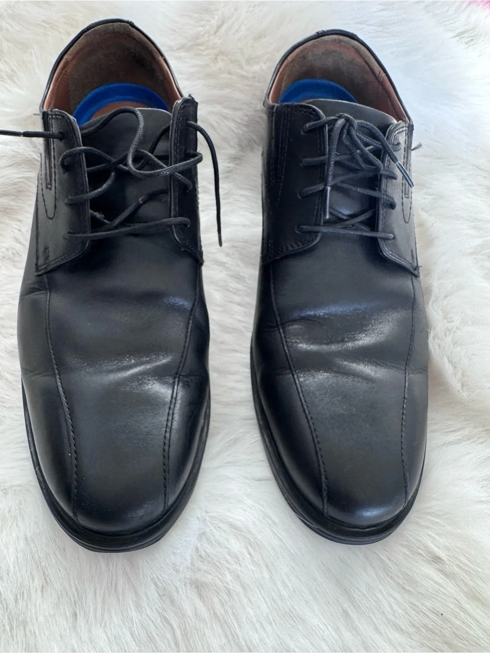 Clarks Black Leather Lace-Up Oxford Dress Shoes